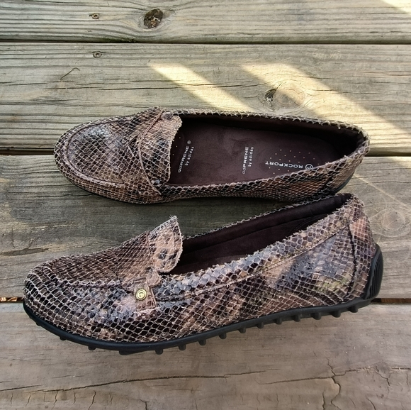Rockport Embossed Snakeskin Loafers w/ adiprene by Adidas Women's Size 8 - Picture 2 of 13